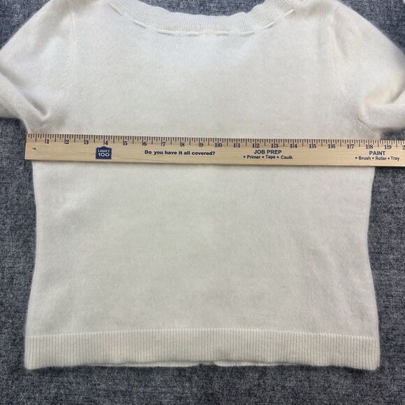 Vintage 90s Urban Outfitter Mohair Sweater Women Medium Cream Cardigan Coquette - Picture 11 of 14